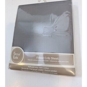 Trend Lab Gray Fitted Crib Sheet 100% Cotton Standard Crib Mattress 28x52 New